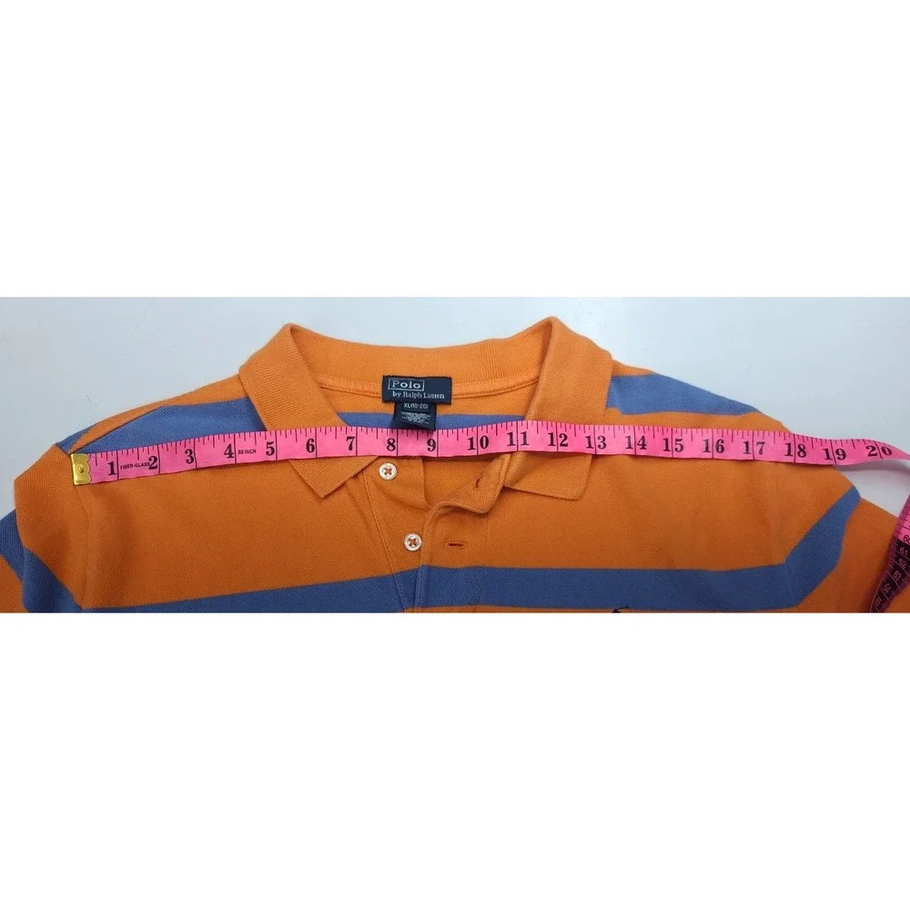 Polo By Ralph Lauren Boys XL 18 20 Polo Style Shirt‎ Orange Blue Stripe